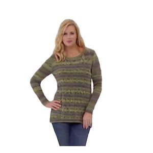 La Fee Verte Variegated Moss Green Gray Tunic Longline Pullover Sweater XL XXL